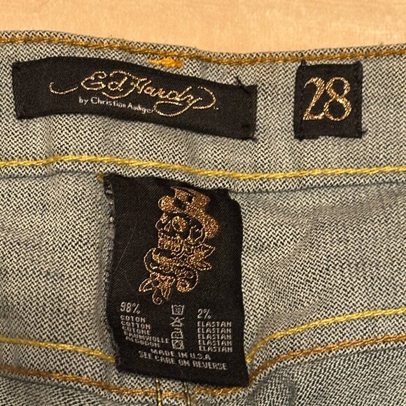 Ed Hardy Low Rise 90s Y2K Tiger Jeans Flair / Boot Womens Sz 28 Vintage RARE USA - Picture 4 of 16